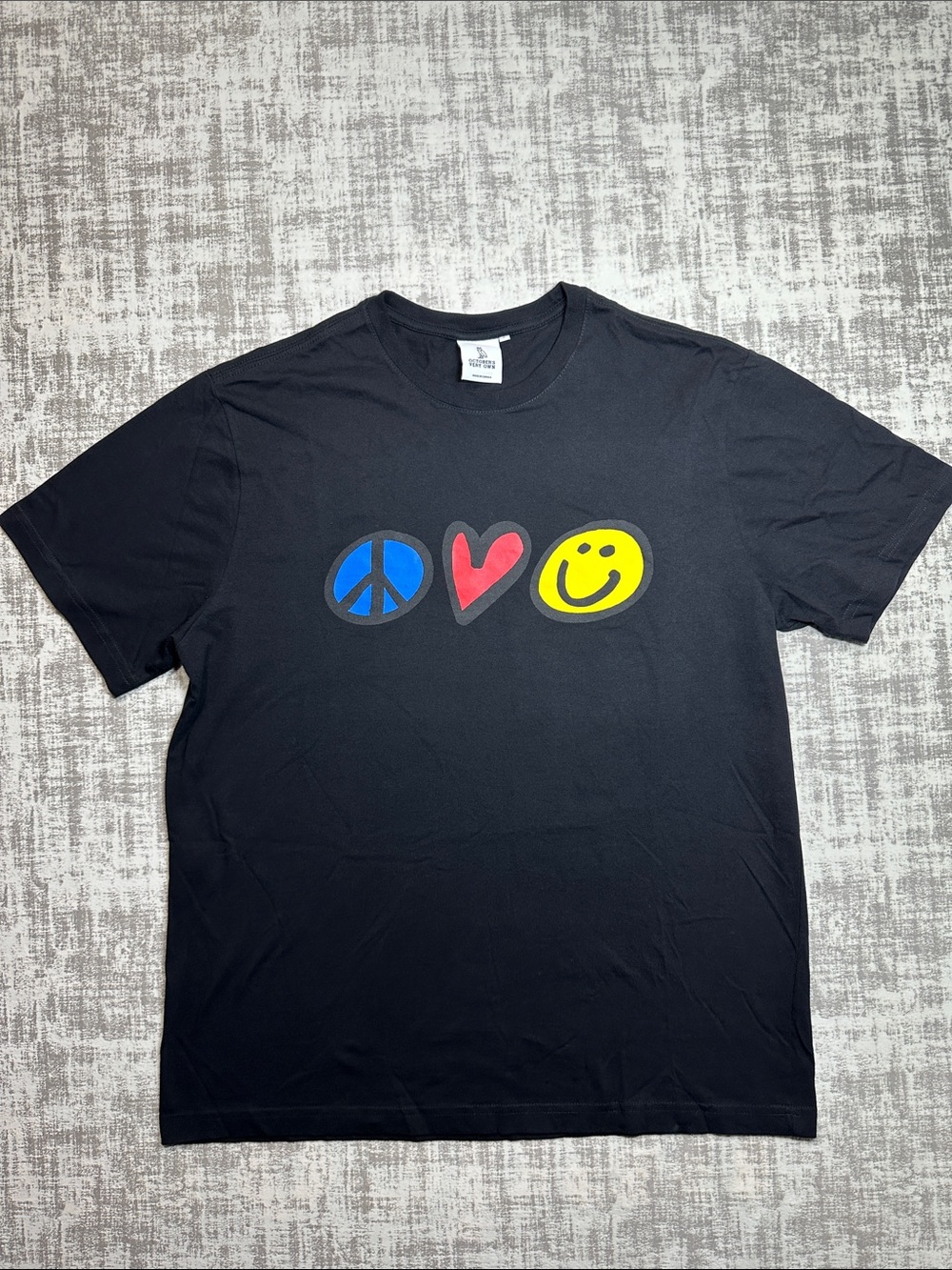October’s Very Own (OVO) Peace Love Happiness Tee Black - Size L